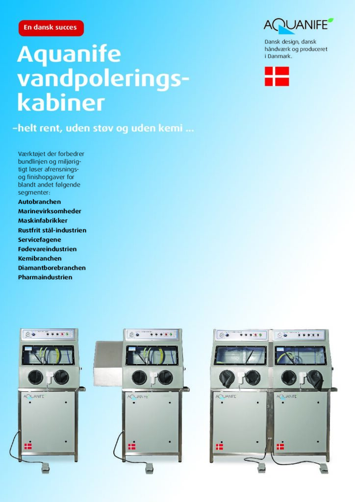 Forsiden af Aquanifes nye brochure om vandpoleringskabiner
